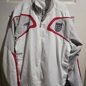 England Umbro White & Red Soccer Track Jacket